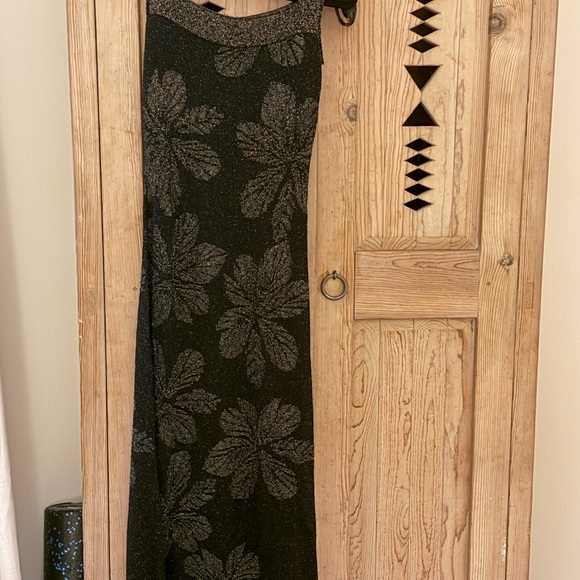 Free People Dresses & Skirts - Free People Black Maxi Dress with Metallic Floral Pattern